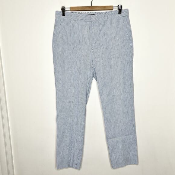 Banana Republic Avery Striped Pants Blue White Womens 8 Preppy Nautical Linen - Picture 8 of 8